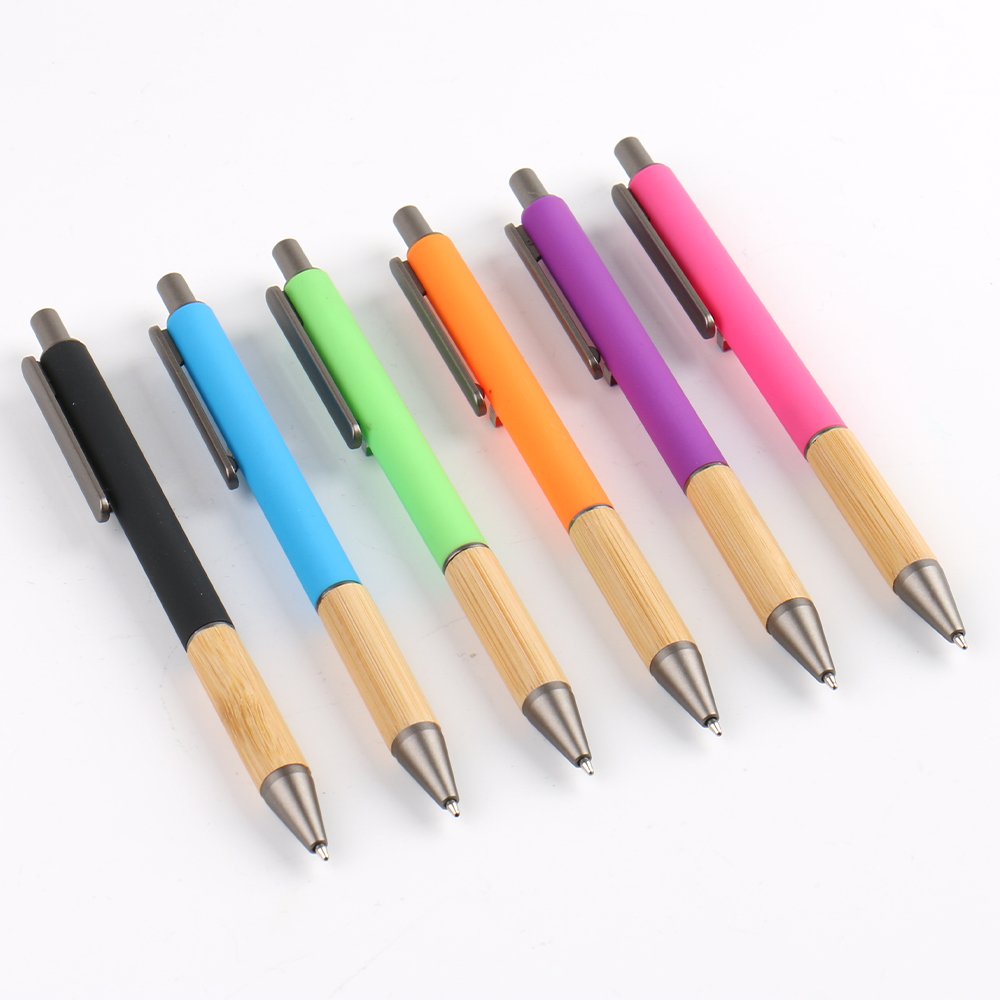 Factory custom low price bamboo sheath plastic ballpoint pen environmental protection bamboo office promotion gift pen
