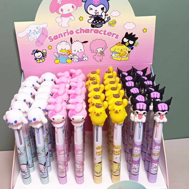 School Student stationery 0.5mm ballpoint pen, 3-colors Melody pressing pen, 48pcs/box Kuromi press pen