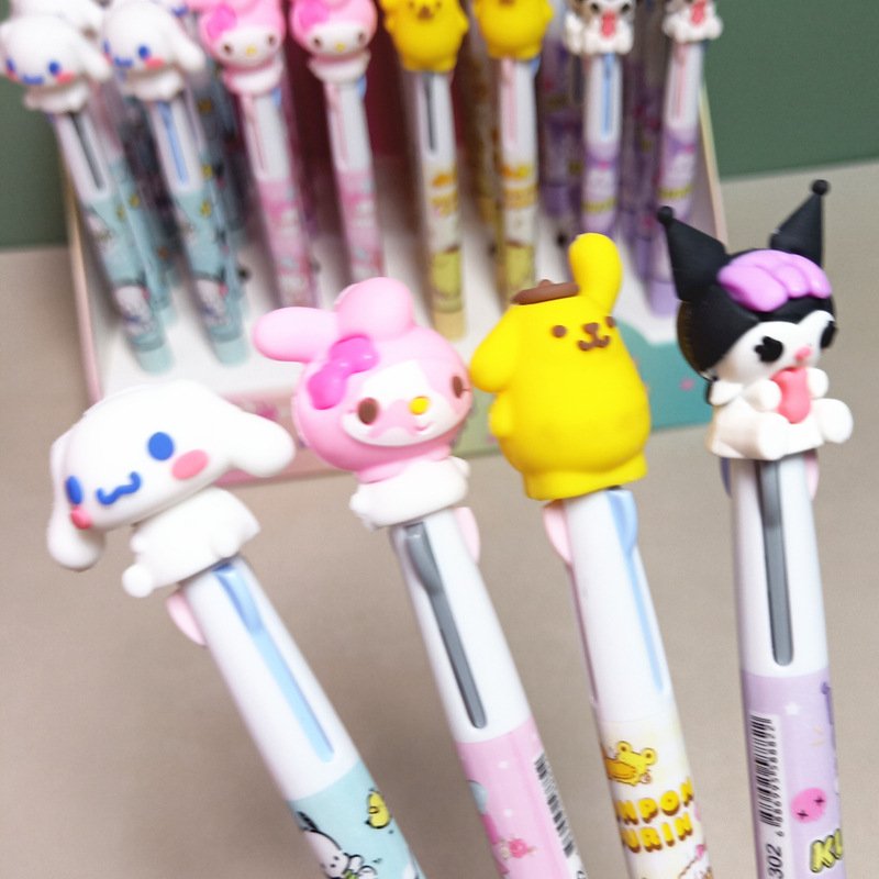 School Student stationery 0.5mm ballpoint pen, 3-colors Melody pressing pen, 48pcs/box Kuromi press pen