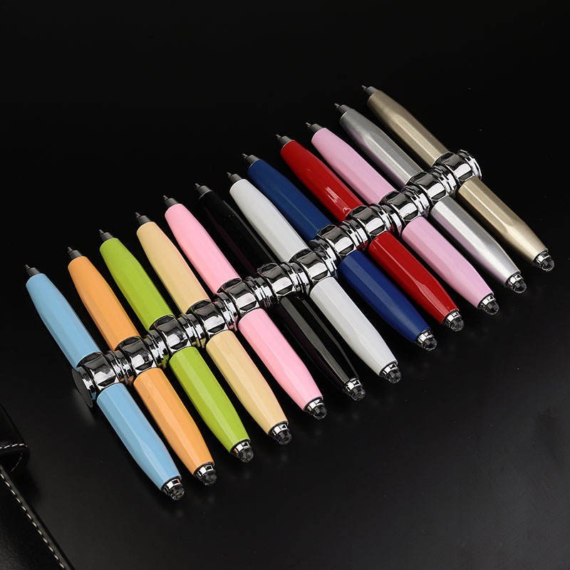 Multi function Ballpoint Pens With Custom Logo Hand Creative Rotating Pen Spinning Mod Led Metal Fidget Spinner Pen With Light