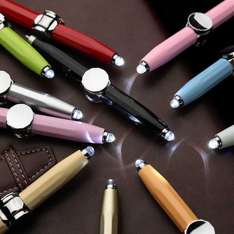 Multi function Ballpoint Pens With Custom Logo Hand Creative Rotating Pen Spinning Mod Led Metal Fidget Spinner Pen With Light