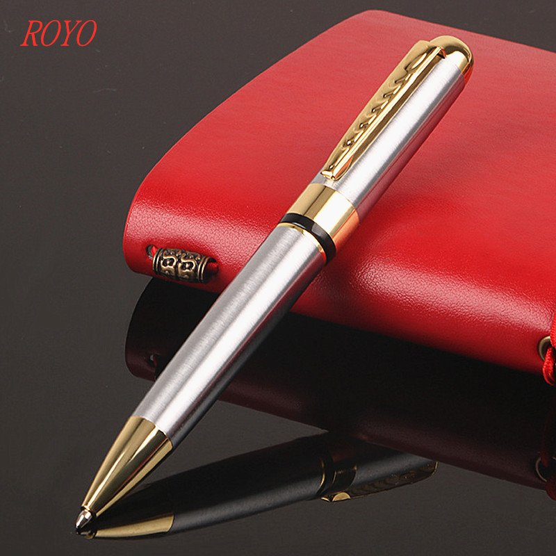 High Quality Plated Gold And Silver Pen Heavy Metal Pen Luxury Ball Pen Customized Logo- B-8026