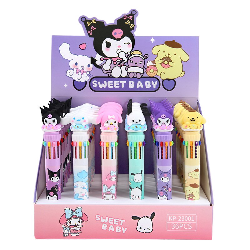 10 Color Ballpoint Pen Creative Multi color Click Ballpoint Pen Student Stationery Pen