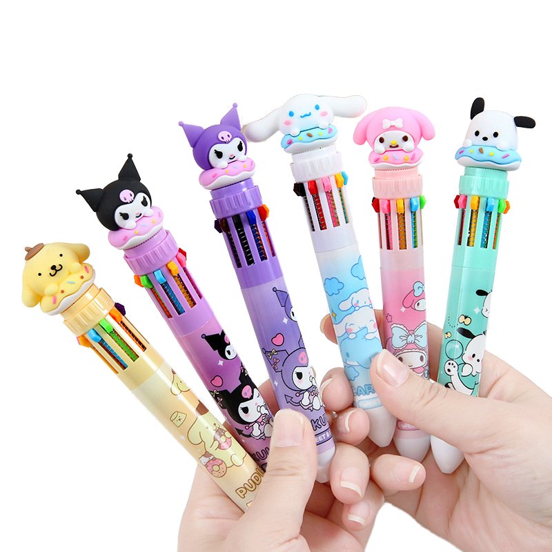 10 Color Ballpoint Pen Creative Multi color Click Ballpoint Pen Student Stationery Pen