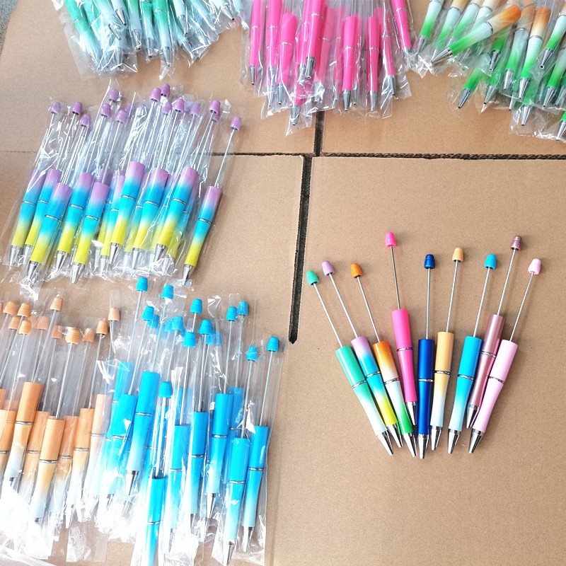 beaded pens plastic DIY bearable pens multi-color jewelry beaded ballpoint pen