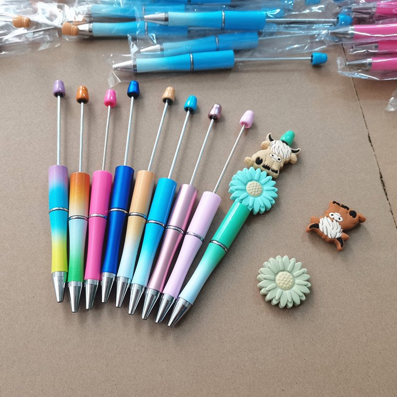 beaded pens plastic DIY bearable pens multi-color jewelry beaded ballpoint pen