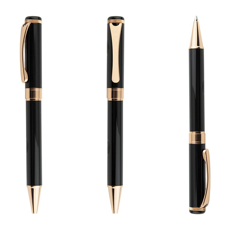 New Design Rose Gold with Black Metal Brass Ball Point Pens Supports Custom LOGO / COLOR service