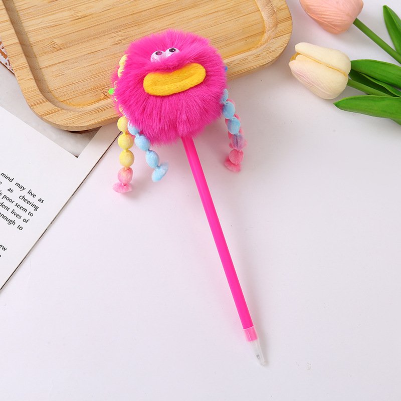 Cartoon and Funny Style Ballpoint Pen Plush Ballpoint Pen Kawaii Stationery Ballpoint Pens 4 Styles