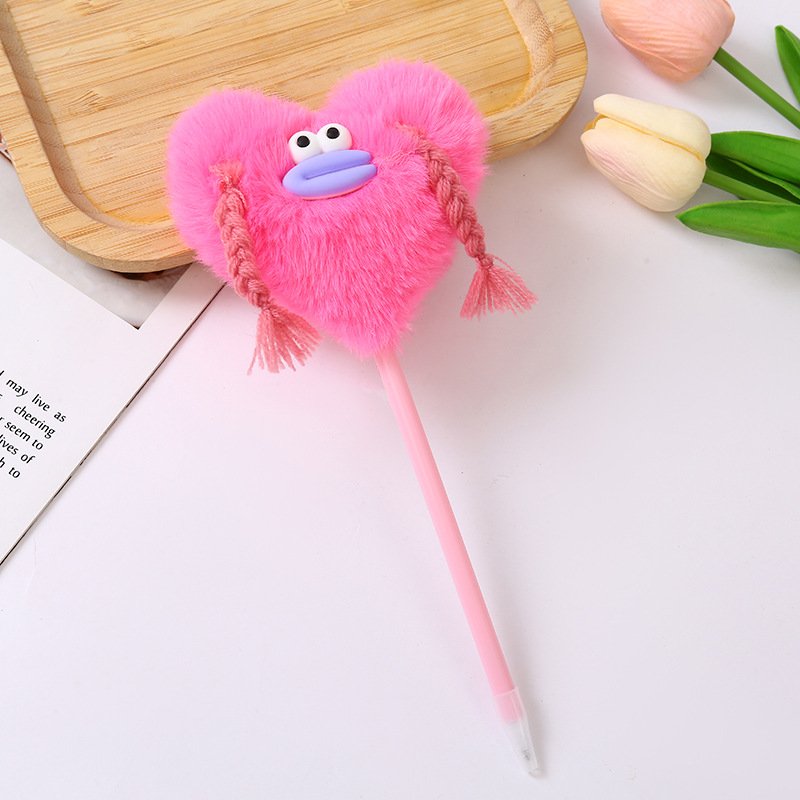 Cartoon and Funny Style Ballpoint Pen Plush Ballpoint Pen Kawaii Stationery Ballpoint Pens 4 Styles