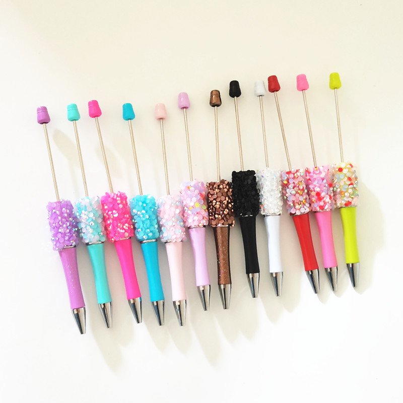 Diamond Bling BallpointDIY Add Bead Pens charm colorful Glitter Plastic ballpoint pen for Gifts School Office