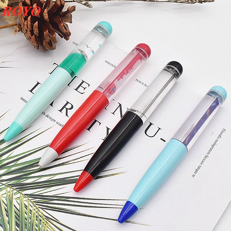 Factory manufacture liquid ball pen 2D 3D diy Promotional Advertising floating ballpoint pen with custom logo