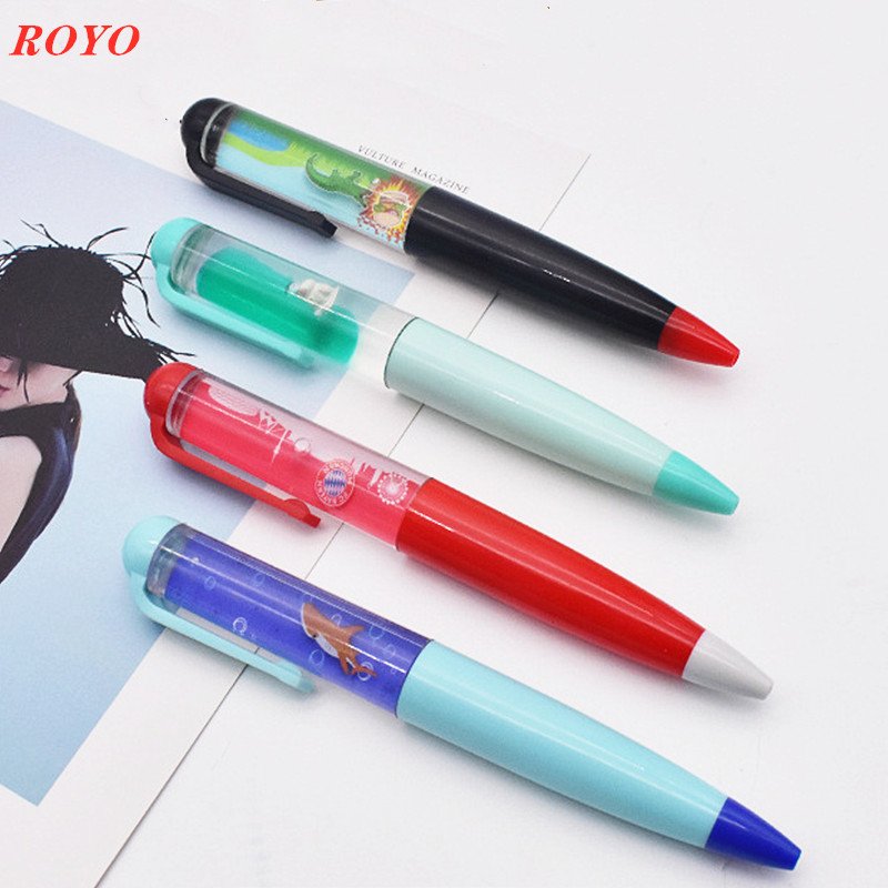 Factory manufacture liquid ball pen 2D 3D diy Promotional Advertising floating ballpoint pen with custom logo