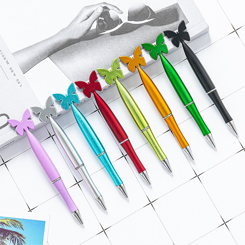 Creative Butterfly Pattern Twist Pen Wholesale Colorful Spray Painting Plastic Pen Printable Logo Advertising Ballpoint Pens