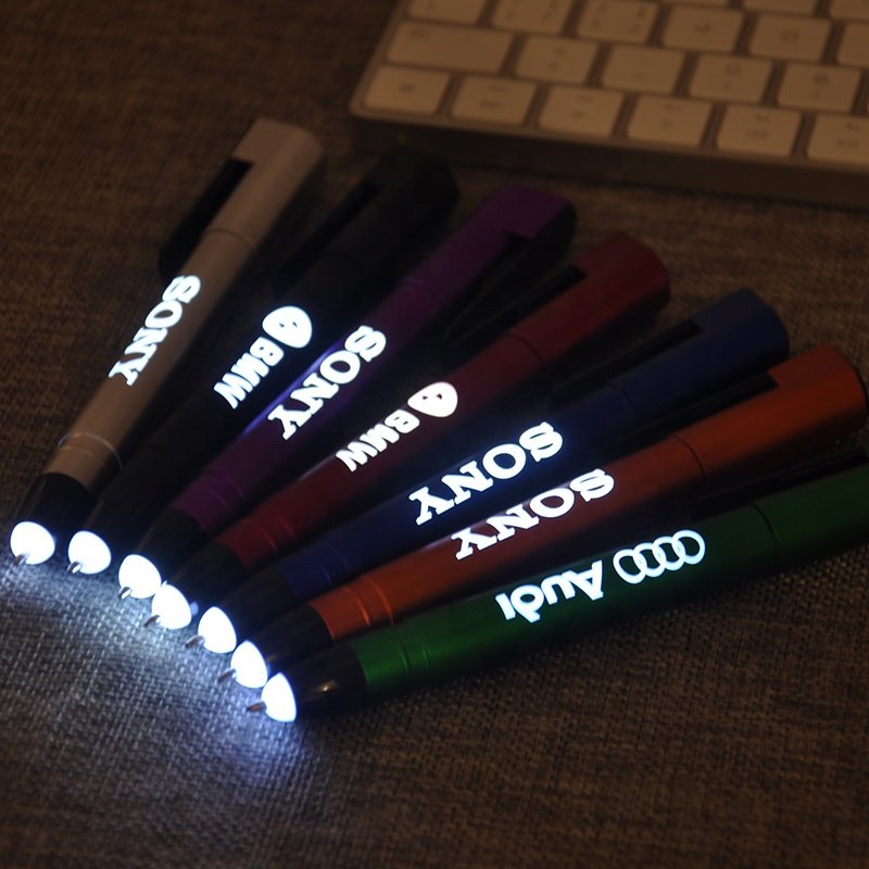 High Quality Promotional Gift LED Light Up Touch Screen Pen Custom Laser Logo Stylus Ballpoint Pen