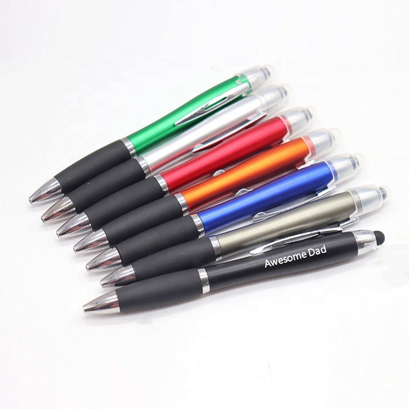 High Quality Promotional Gift LED Light Up Touch Screen Pen Custom Laser Logo Stylus Ballpoint Pen