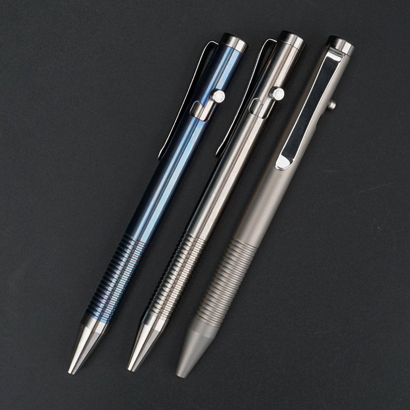 Titanium EDC Ballpoint Pens custom logo metal pen rifle bolt pen