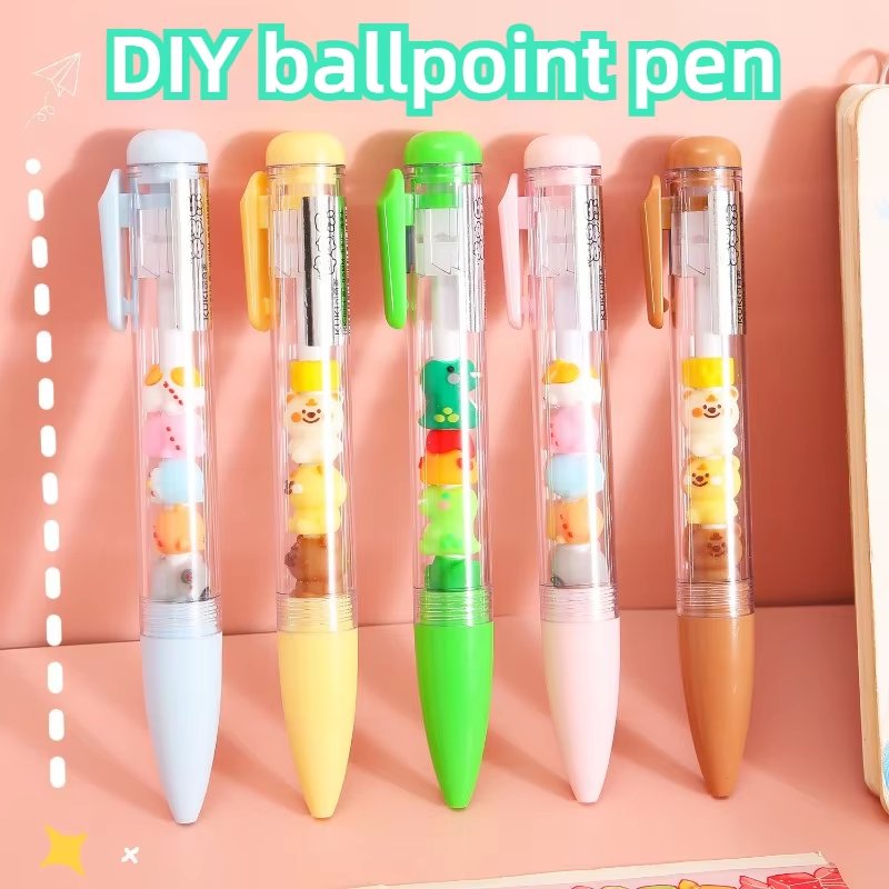 School Supplies Beadable Pens Cute Creative Styling DIY Beaded Signature Pen Student Stationery Fancy Pens for Girls