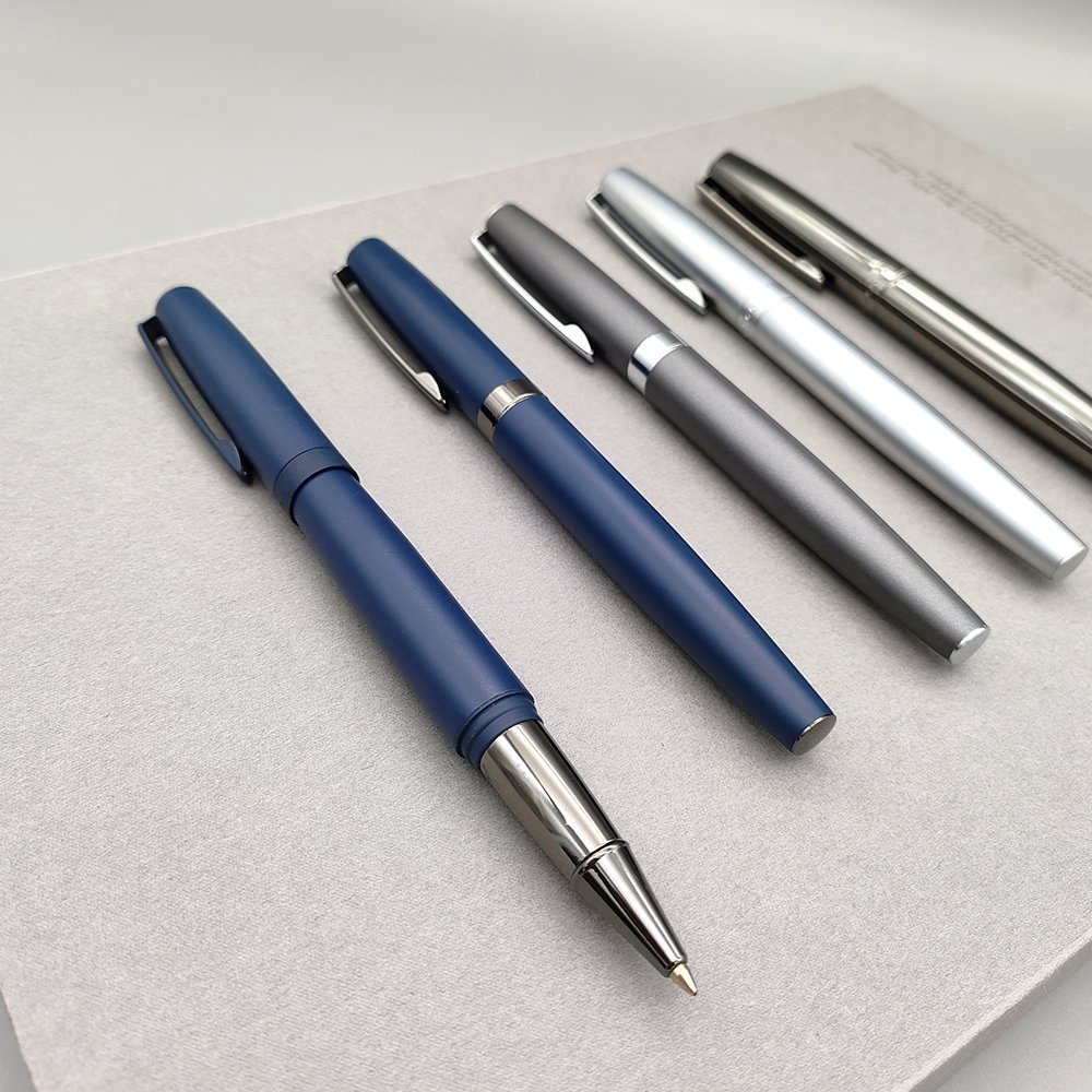 High-class Executive Gun Black All Black Metal Ballpoint Pen Business cap Ball Pen with Custom Company LOGO