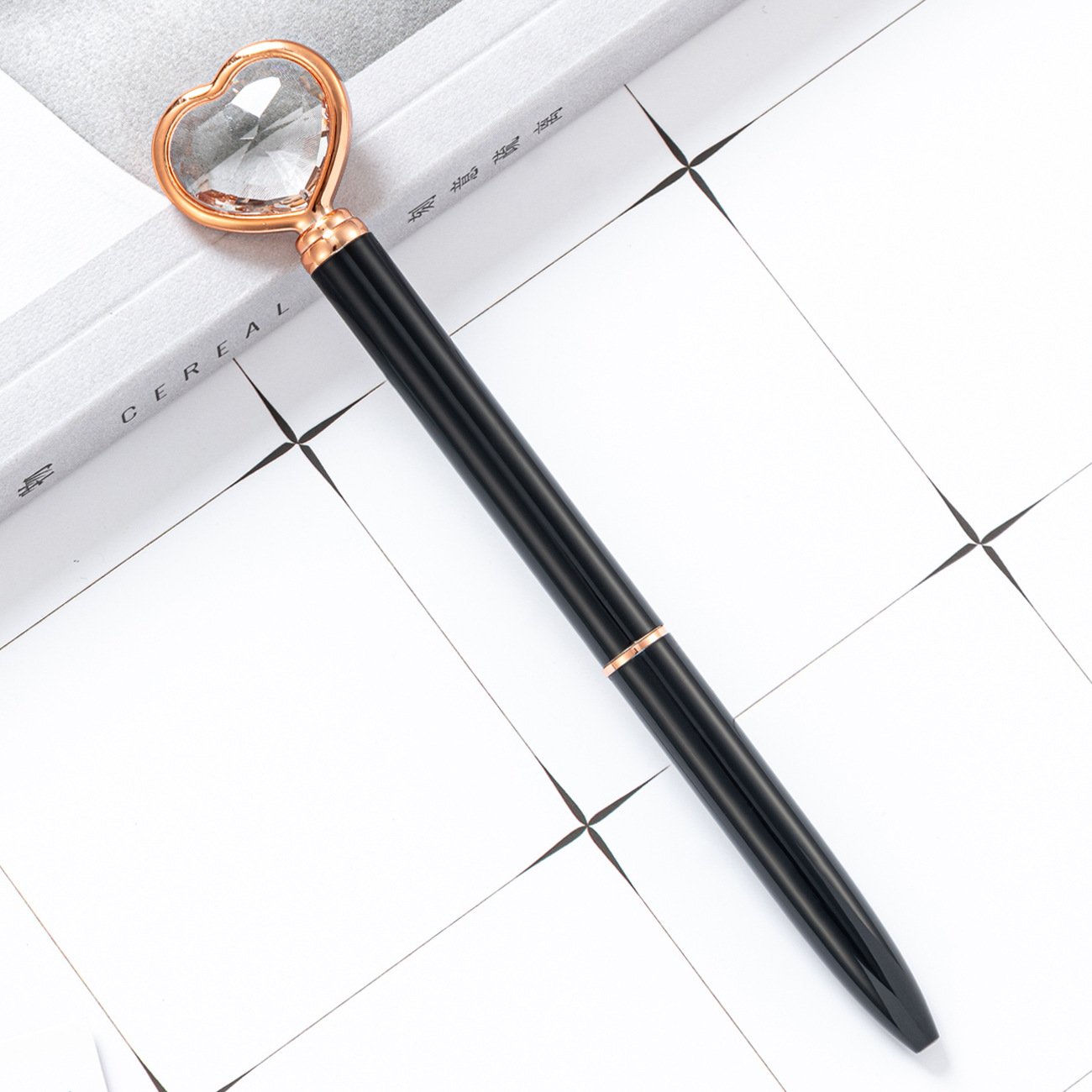 Valentine's Day Heart Gel Ink Ballpoint Pen 1.0 mm Black Ink Metal Writing Ballpen for School & Office Accept Custom Logo