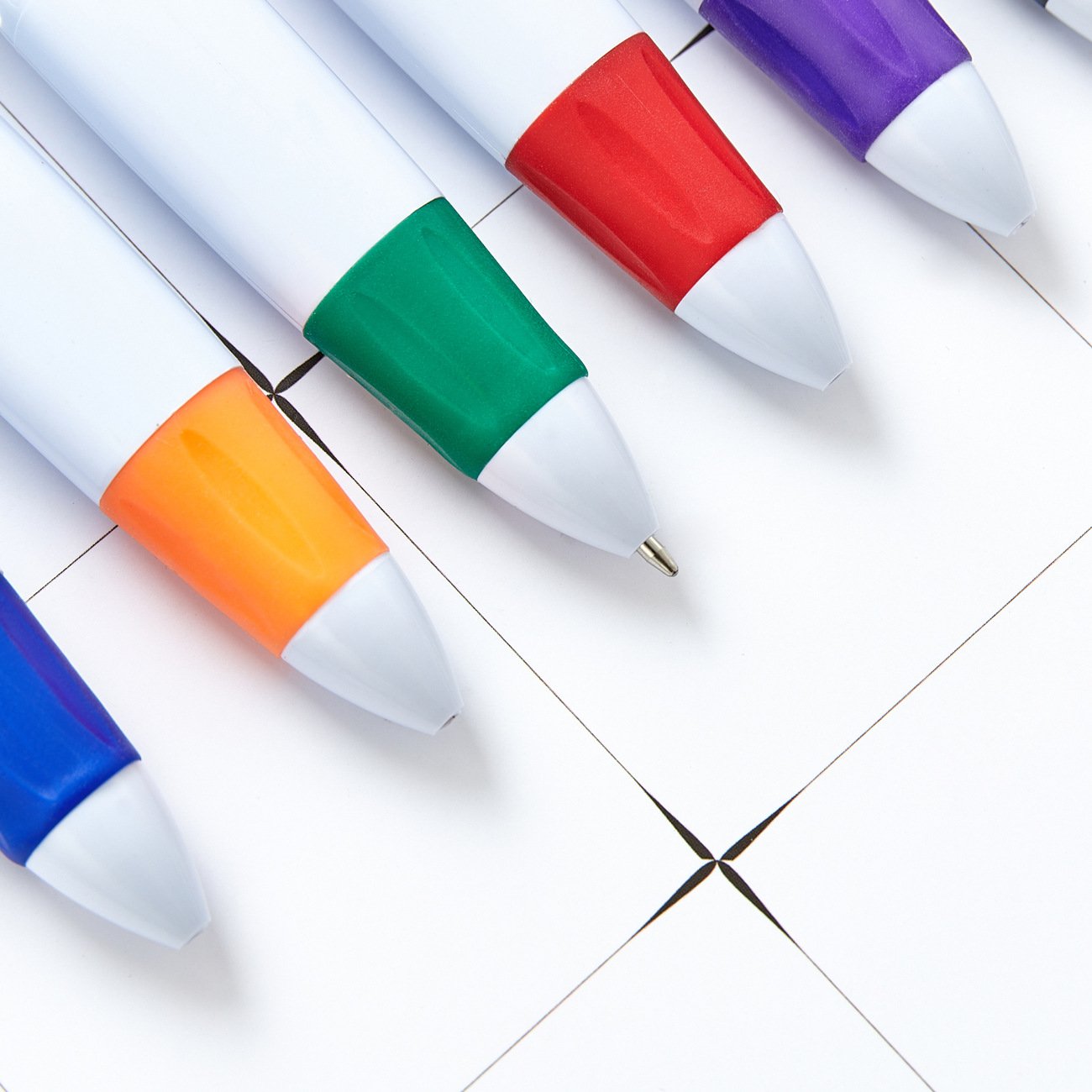 Custom Logo Four-Color Plastic Ballpoint Pen Portable Pocket Multi-Function Mountaineering Button for Advertising Gift