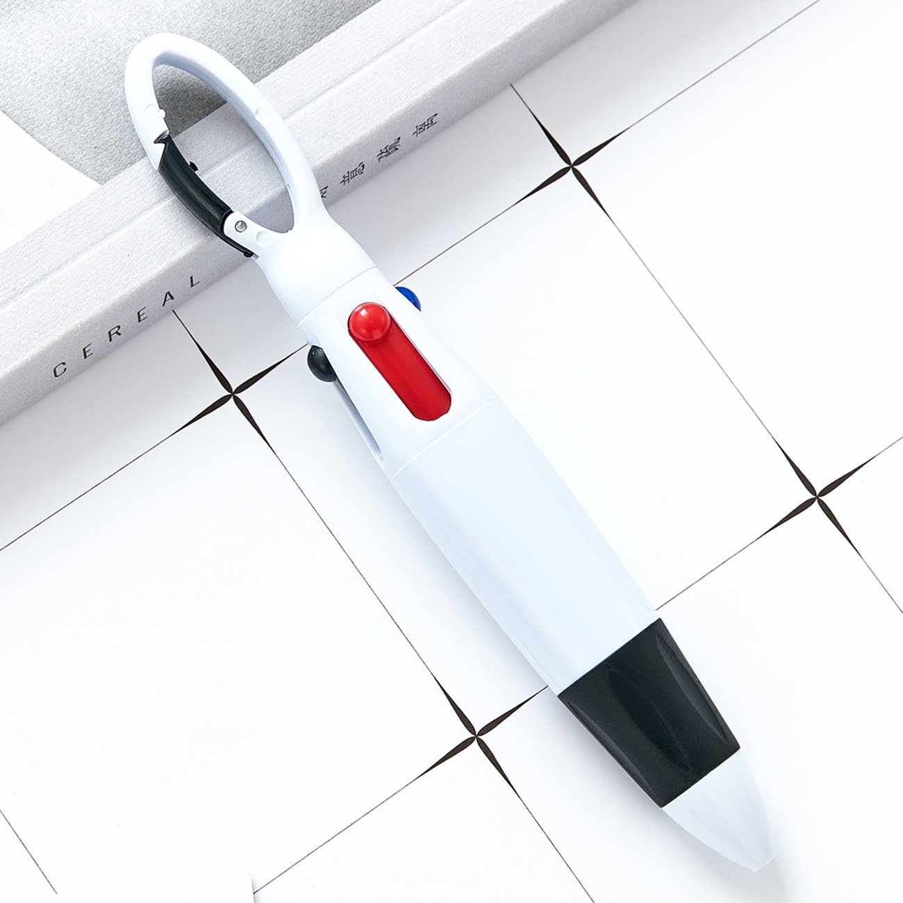 Custom Logo Four-Color Plastic Ballpoint Pen Portable Pocket Multi-Function Mountaineering Button for Advertising Gift