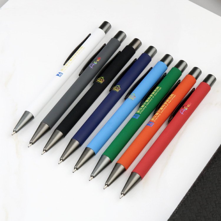 Wholesale customizable logo advertise ballpoint pen ballpen luxury printed screen print branded promotion gift custom pens