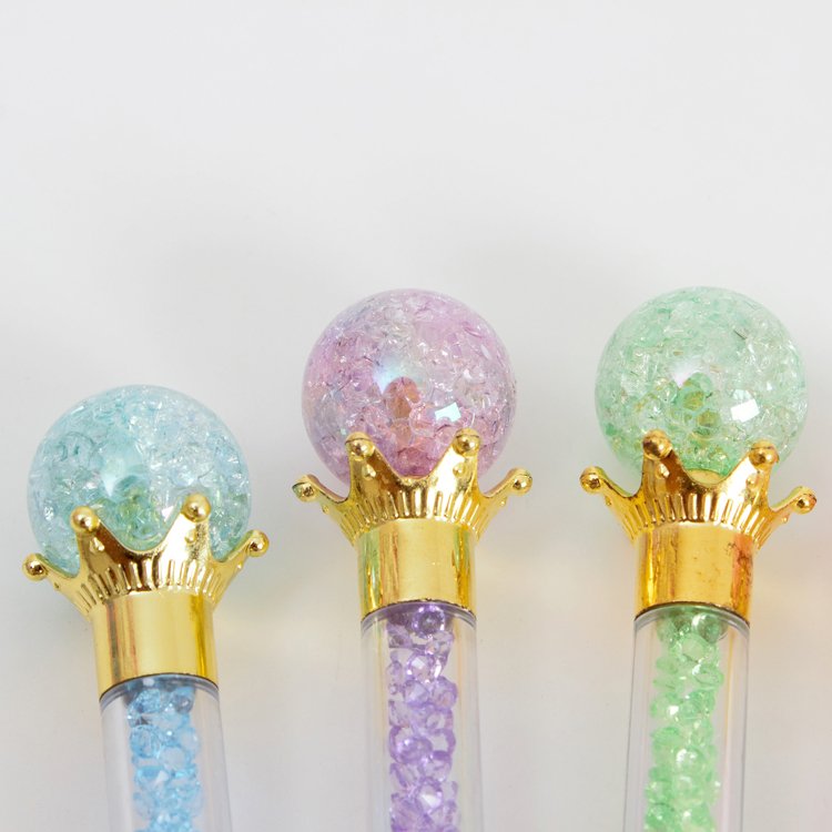 O&Q Factory price glitter colorful crystal Sand Luxury ballpoint pen 0.7mm with big crystal ball for children teenagers gift
