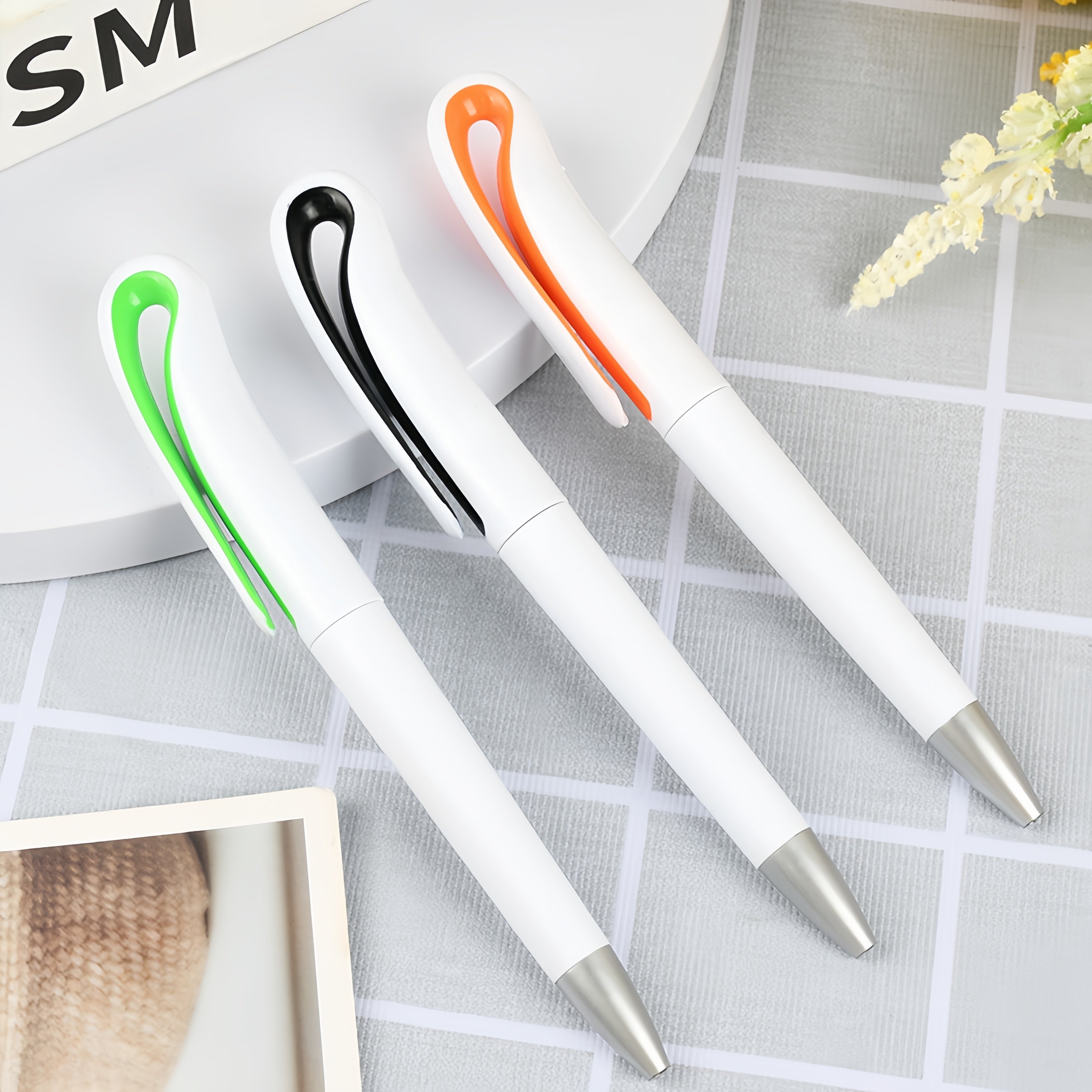 Wholesale Custom Novelty Plastic Ballpoint Pens Promotional Business Yellow Orange Body 1.0mm Writing Width Custom Logo Gifts