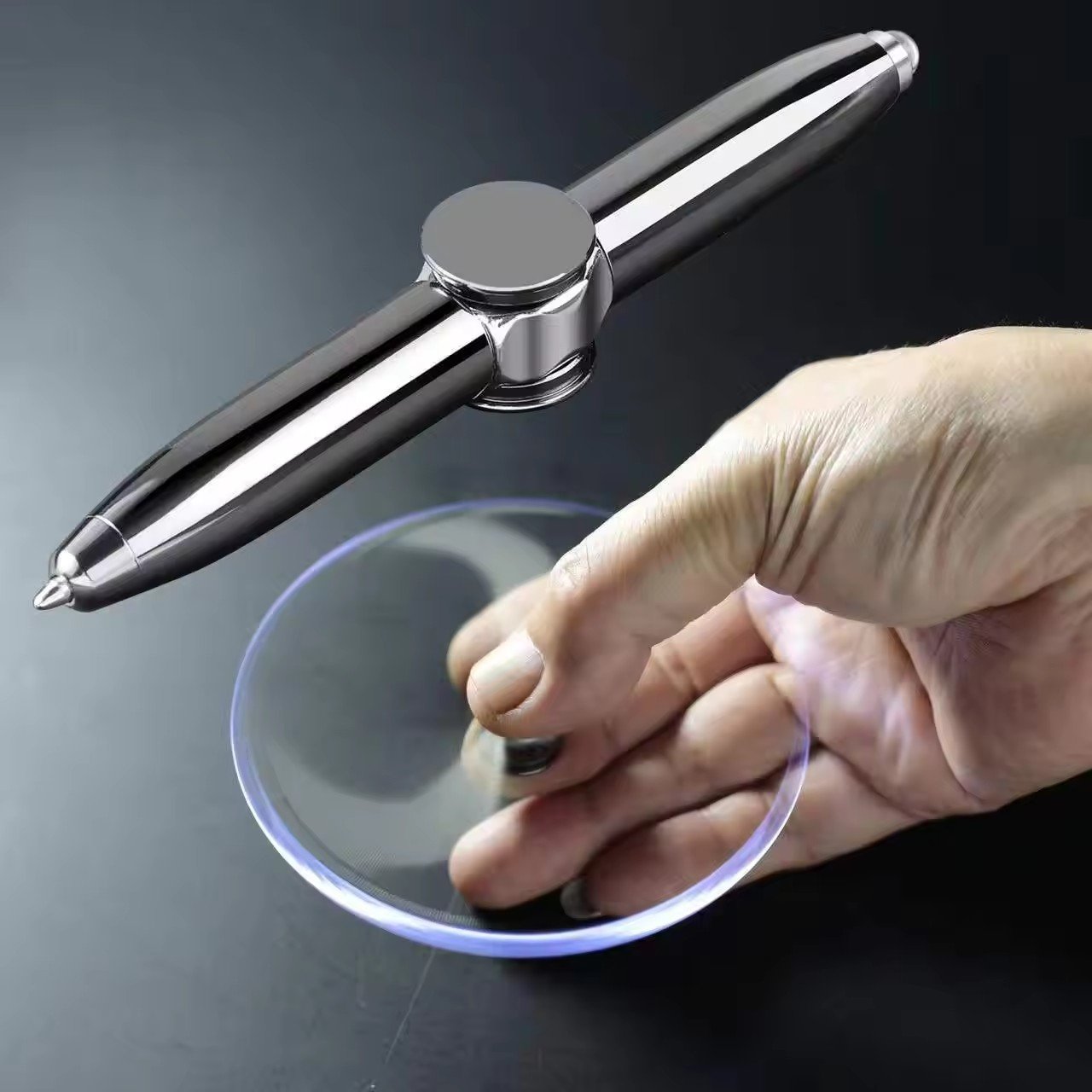 LED Spinning Pen Metal Ballpoint Gyro Anxiety Decompression Office School Supplies Kids Adults Writing Pencil Halloween Gift