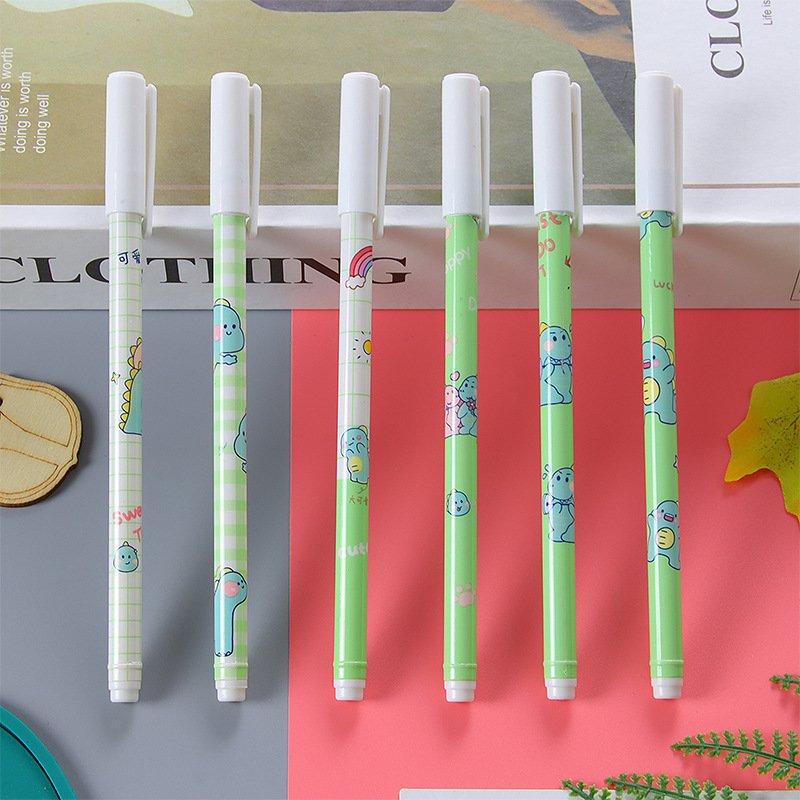 Cute Dinosaur Hat Pulling Student Gel Pen Creative Stationery Office Supplies Fun Flower Film Signature Pen