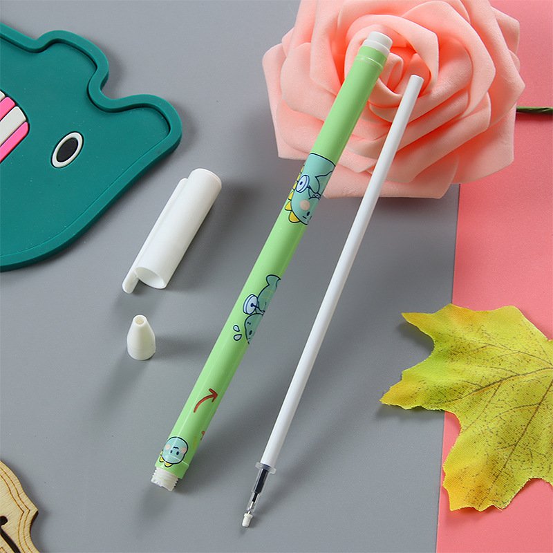 Cute Dinosaur Hat Pulling Student Gel Pen Creative Stationery Office Supplies Fun Flower Film Signature Pen