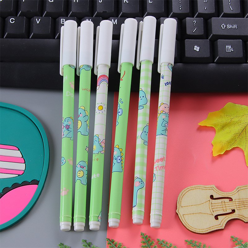 Cute Dinosaur Hat Pulling Student Gel Pen Creative Stationery Office Supplies Fun Flower Film Signature Pen
