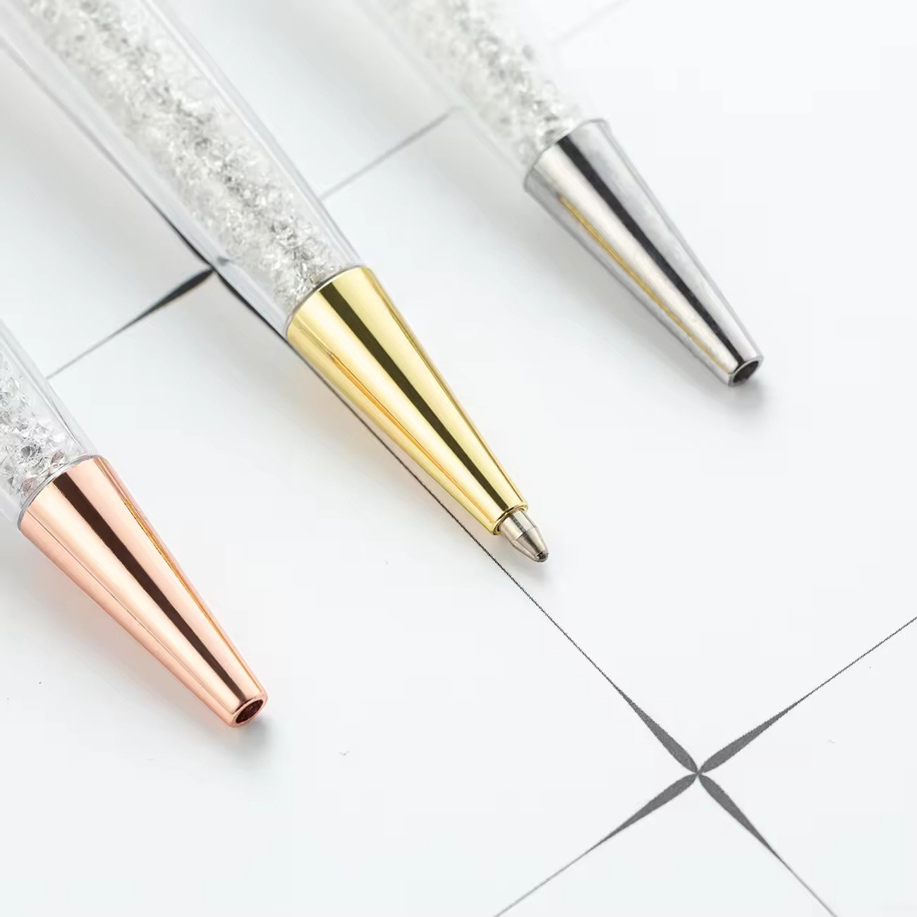 Novel Luxury Rose Gold Pen Wedding Bling Crystal Diamond Ball Point Pen with Logo 1.0mm Writing Metal Promotion Gift Pen