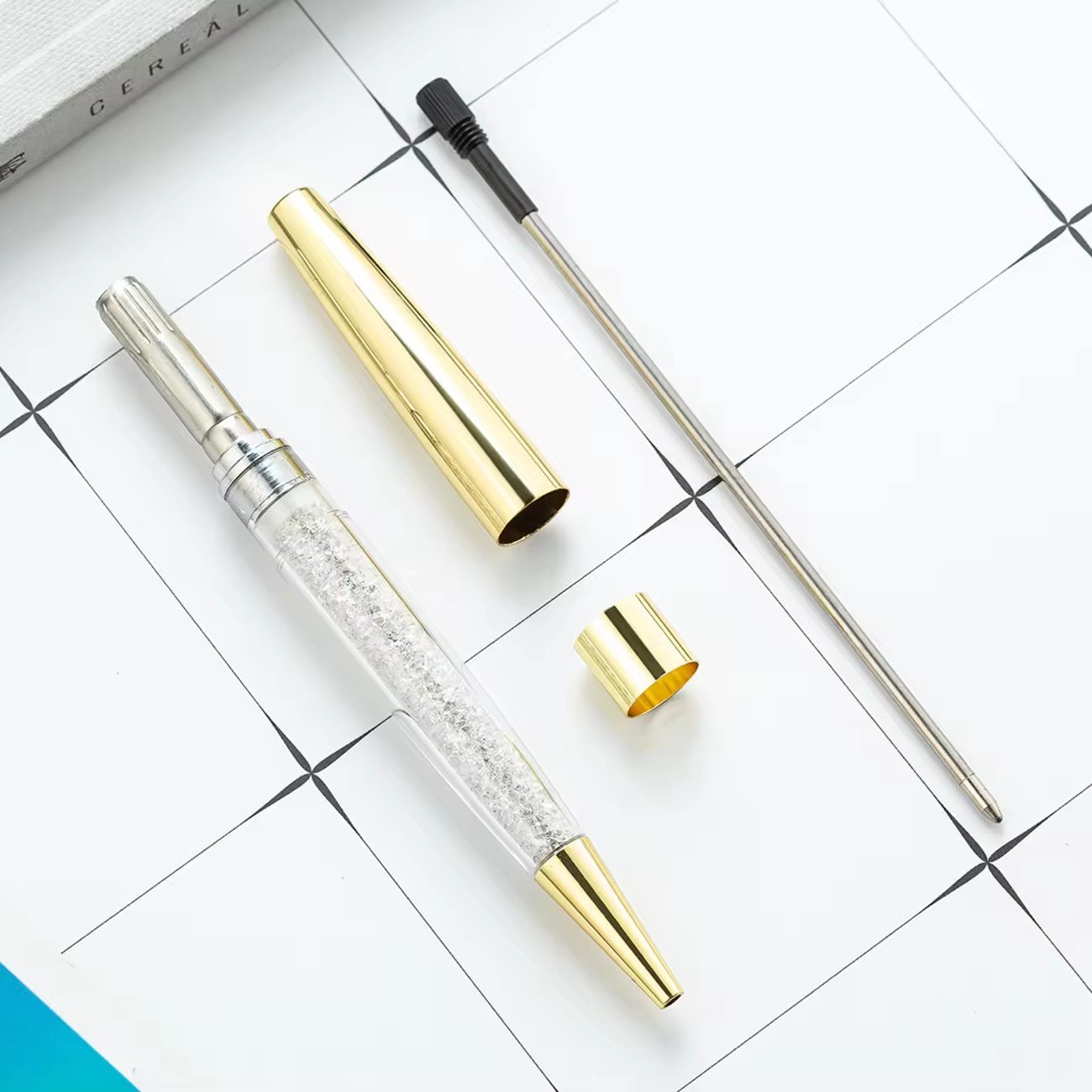 Novel Luxury Rose Gold Pen Wedding Bling Crystal Diamond Ball Point Pen with Logo 1.0mm Writing Metal Promotion Gift Pen