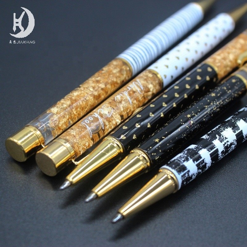 Wholesale Promotional gift custom logo brand name pens office school glitter writing ballpoint pen