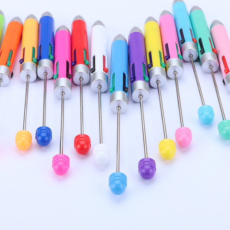 MEGA Multicolor charm bead pen with custom logo DIY 4 colors decorative beaded ballpoint pen student gift