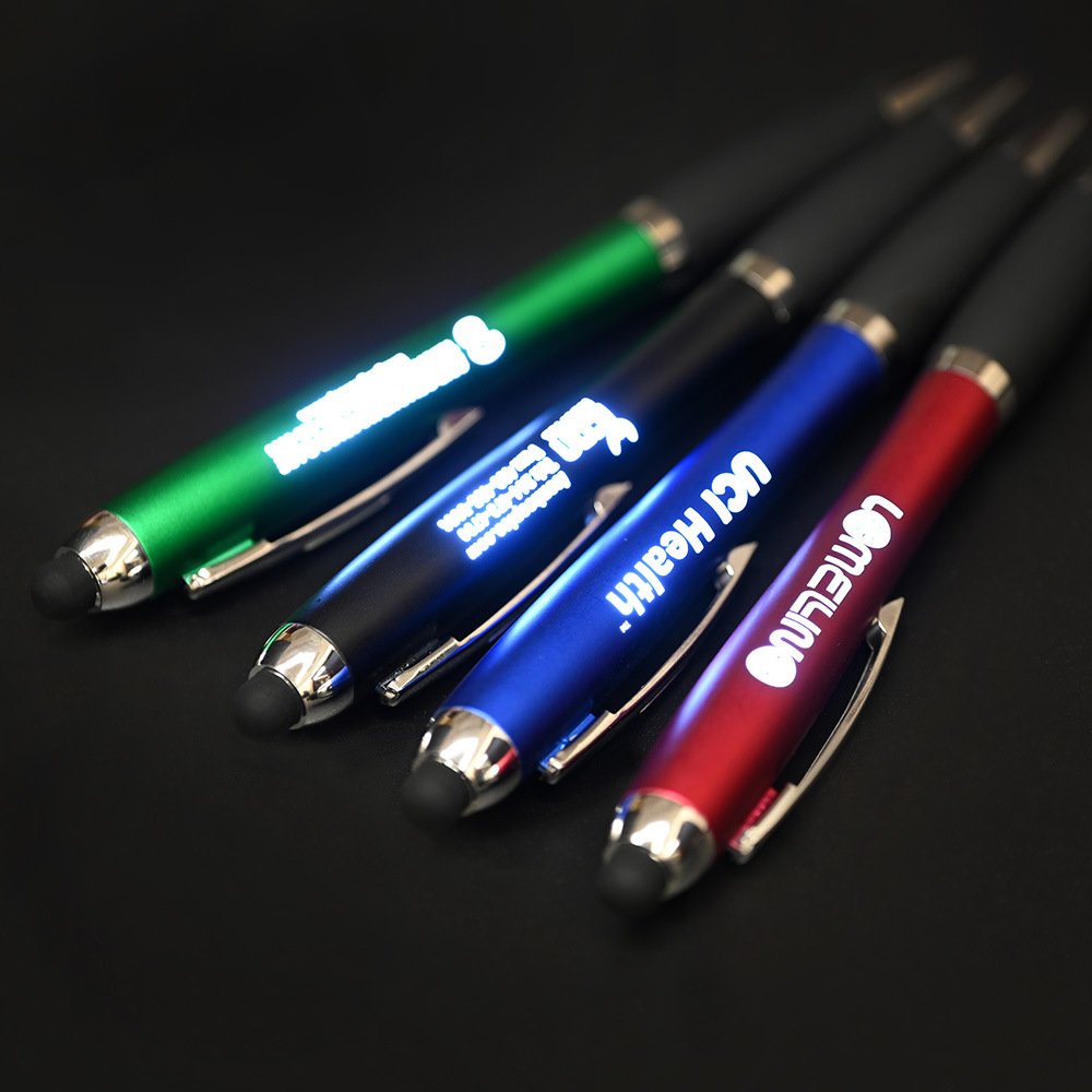 Office supplies Custom Engraving Ballpoint Pen Luxury Light Up Logo Pens Advertising Business Gift ball pen with Logo