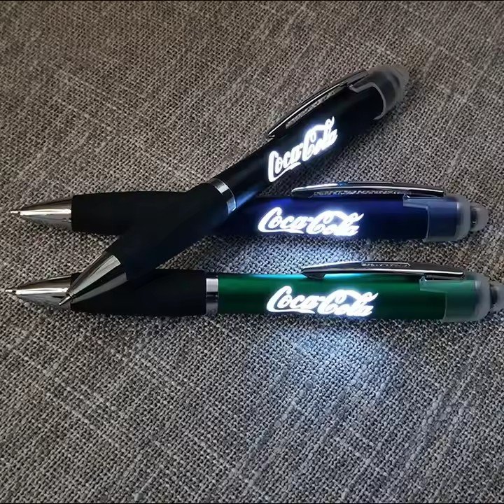 Office supplies Custom Engraving Ballpoint Pen Luxury Light Up Logo Pens Advertising Business Gift ball pen with Logo