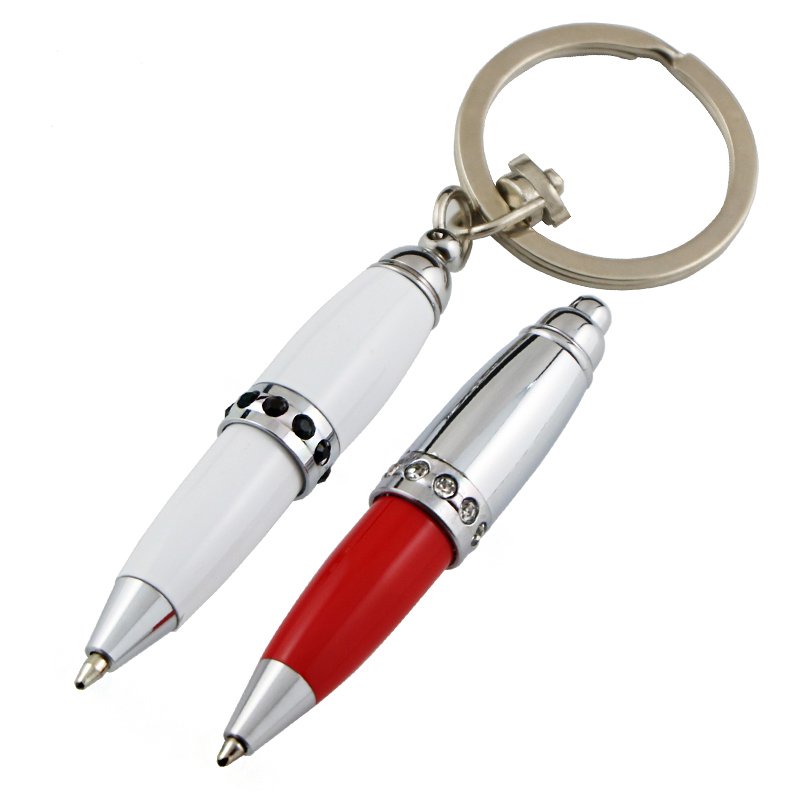 promotional multifunction mini metal keychain ball pen with diamond short ballpoint pen mini twist pocket pen