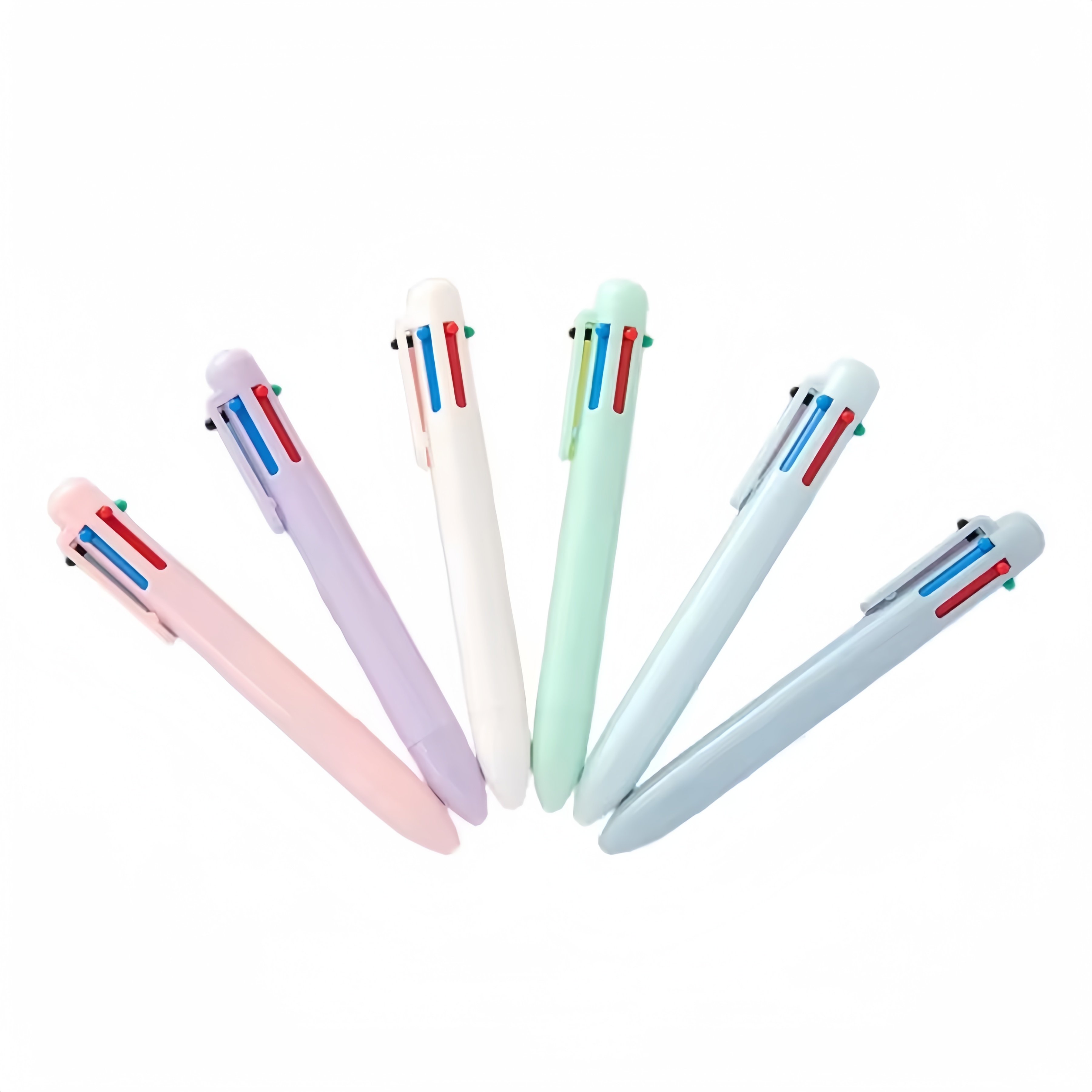 Customized Logo Multi-Color Pen Novelty Banner Sports Pen Six Vibrant Plastic Ballpoint Hotel Business Advertising Gifts