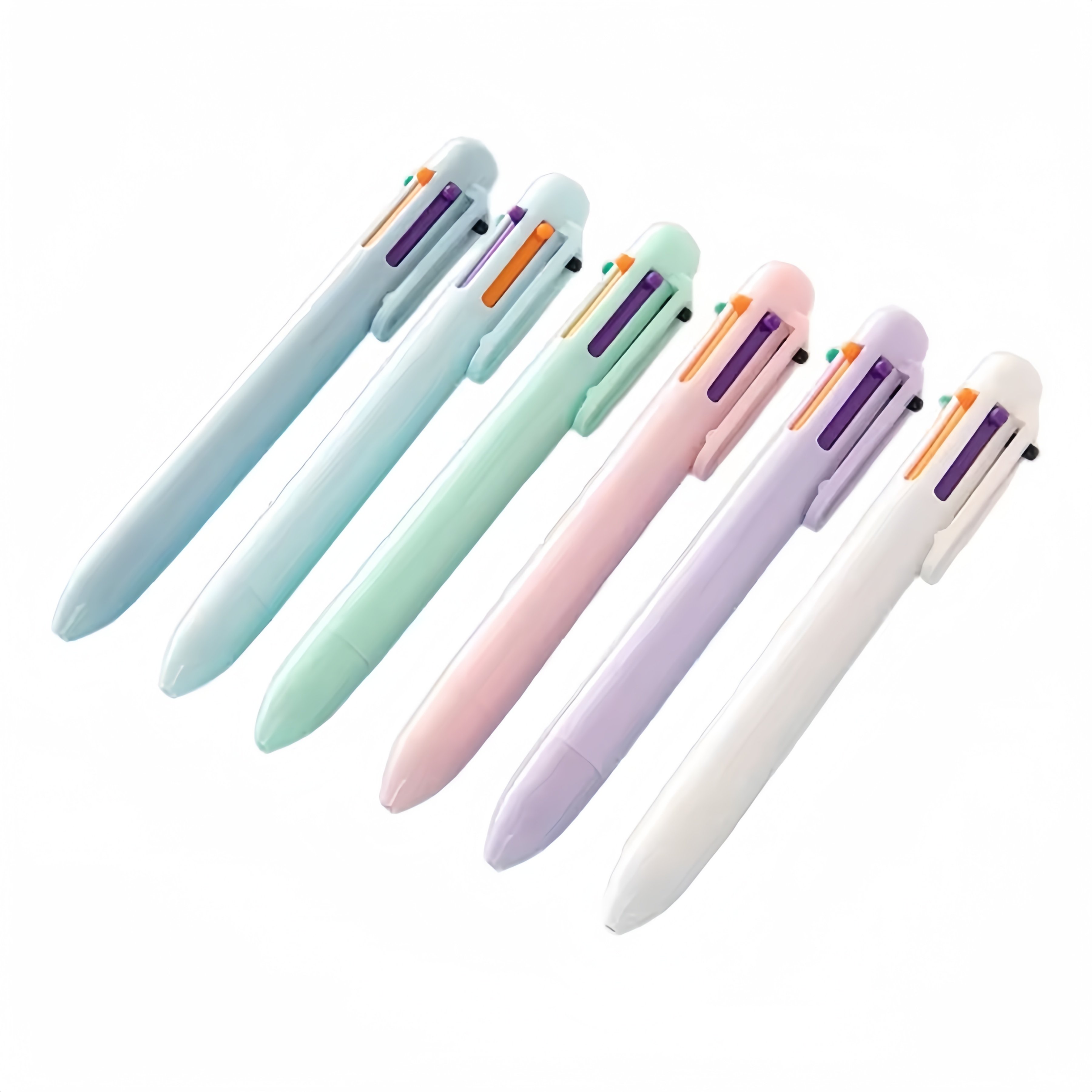 Customized Logo Multi-Color Pen Novelty Banner Sports Pen Six Vibrant Plastic Ballpoint Hotel Business Advertising Gifts