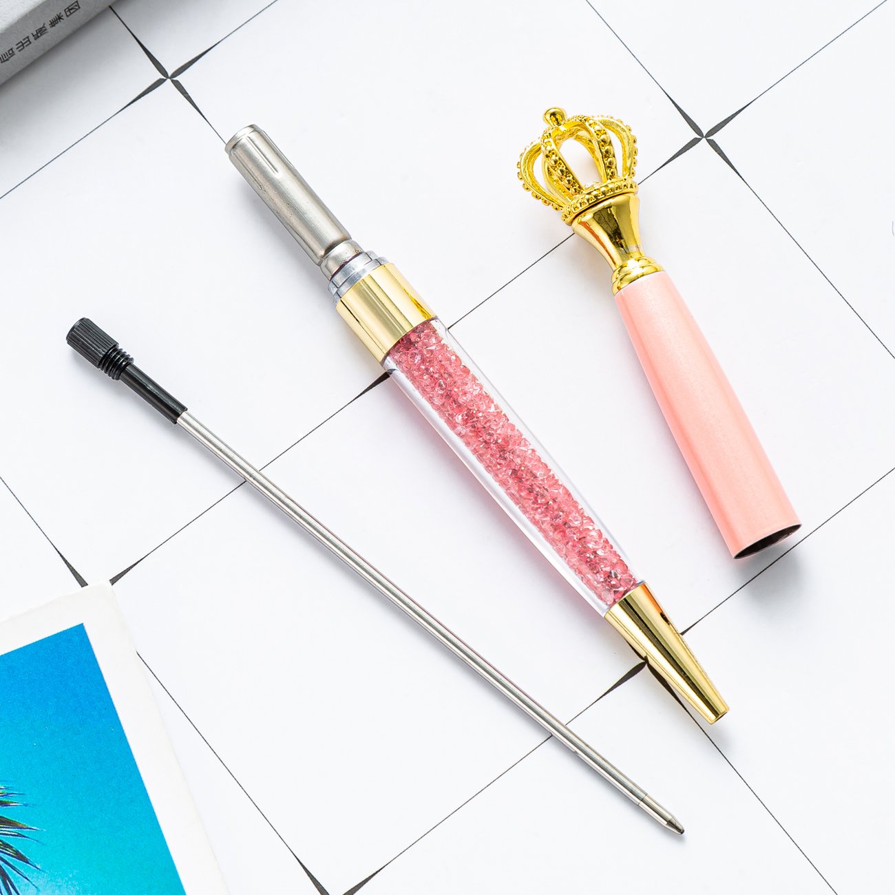Funky Queen's Scepter Crown Design Metal Ballpoint Pen with Big Crystal Diamond Custom Logo Novelty Promotional Pen