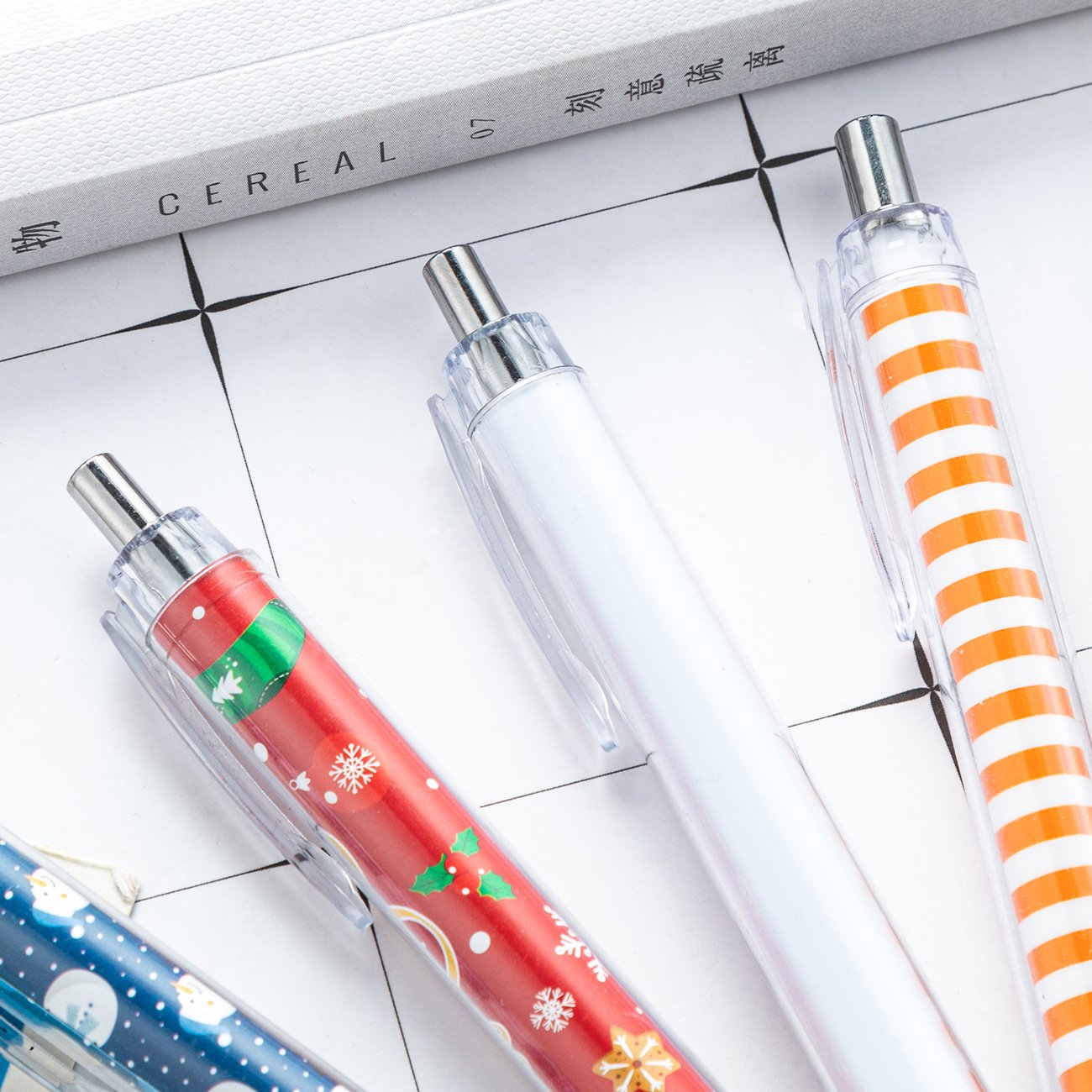 JH DIY Paper Insertable Pens Transparent Clear Tube Plastic Retractable Ballpoint Picture Insert Pens