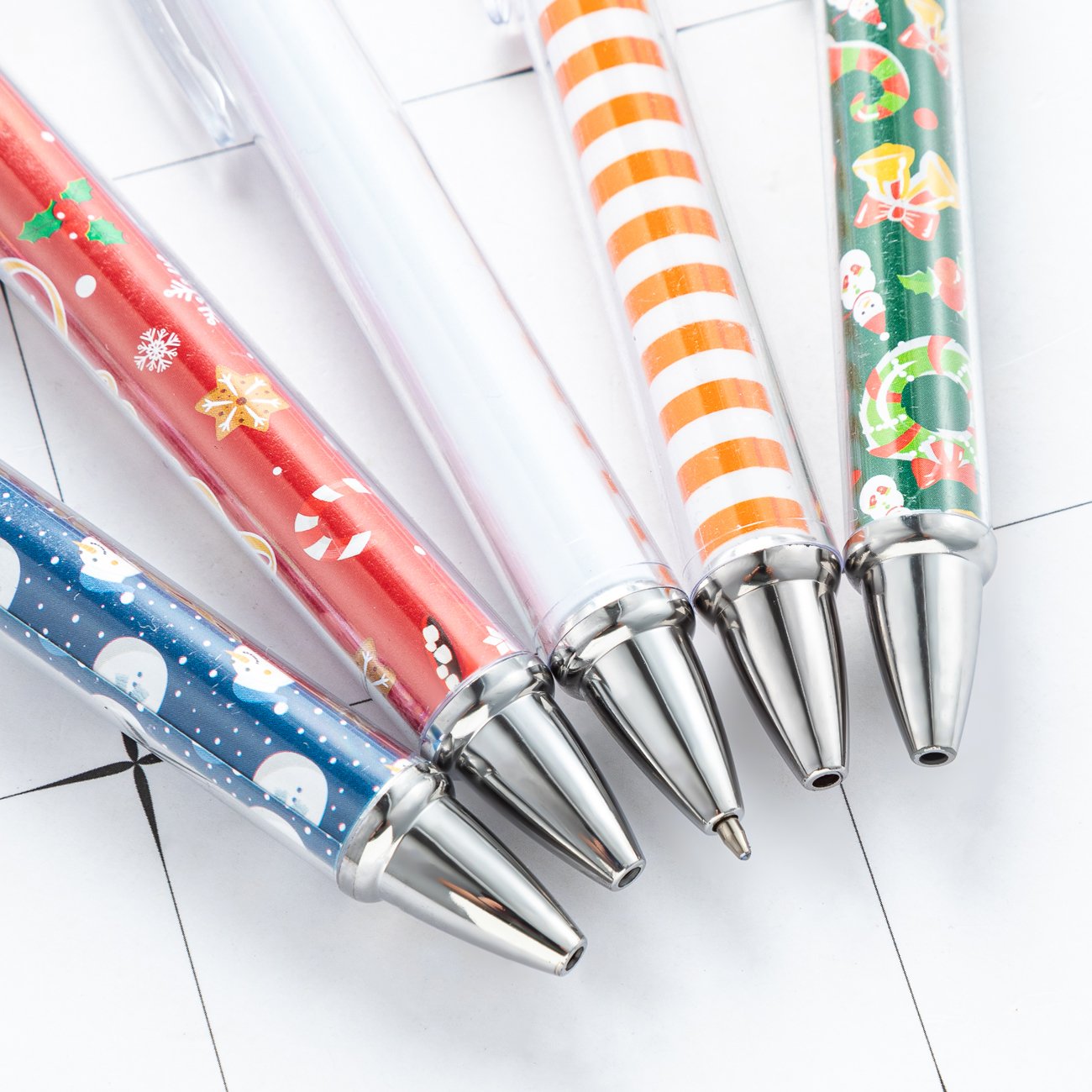 JH DIY Paper Insertable Pens Transparent Clear Tube Plastic Retractable Ballpoint Picture Insert Pens