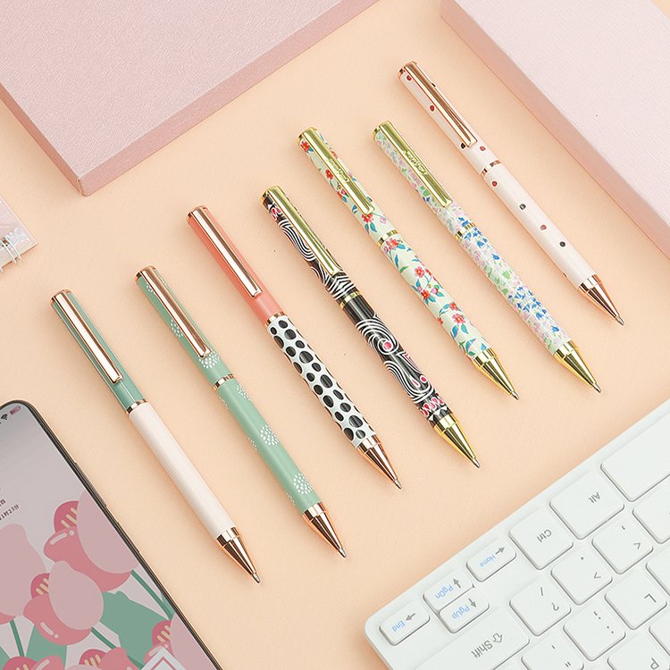 Boligrafo Luxury Heat Transfer Full Printing Metal Pen With Custom Logo Colorful Floral Pattern Gift Ballpoint Pen
