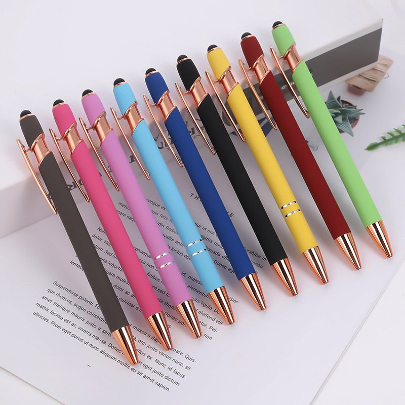 TL718 Customizable Logo Stylus Pen Printed Printing Brand Stylus Soft Touch Metal Ballpoint Pen Promotion Pens with Custom Logo