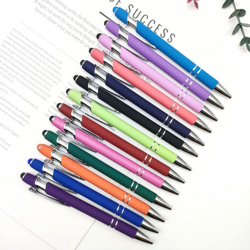 TL718 Customizable Logo Stylus Pen Printed Printing Brand Stylus Soft Touch Metal Ballpoint Pen Promotion Pens with Custom Logo