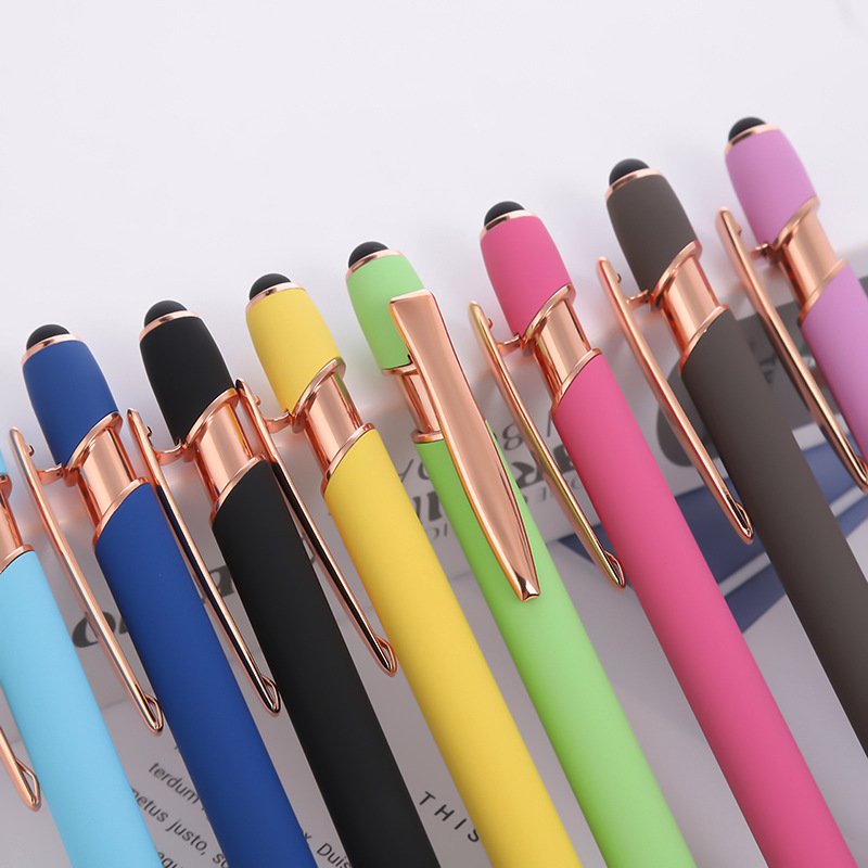 TL718 Customizable Logo Stylus Pen Printed Printing Brand Stylus Soft Touch Metal Ballpoint Pen Promotion Pens with Custom Logo