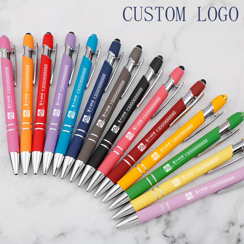 Hot Selling Promotional New Multifunction Ball Stylus Soft Touch Screen Pen 2 In 1 With Custom Logo Metal Ballpoint Pens