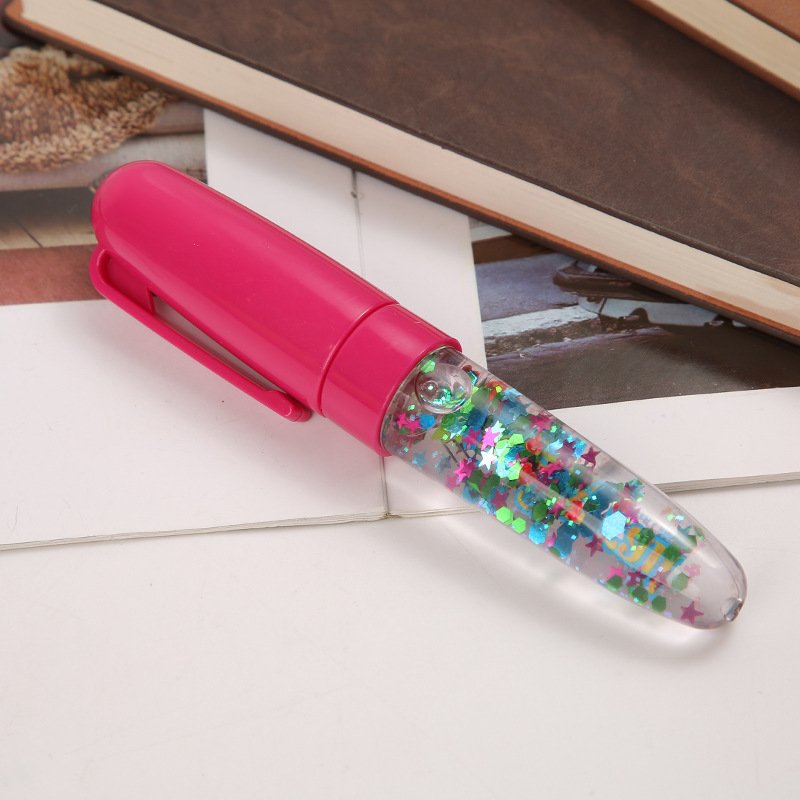 Custom Cartoon Cute Glitter 3D Floater Plastic LED Lighting Liquid Ballpoint Pen Logo Print Advertising Gift for Promotions